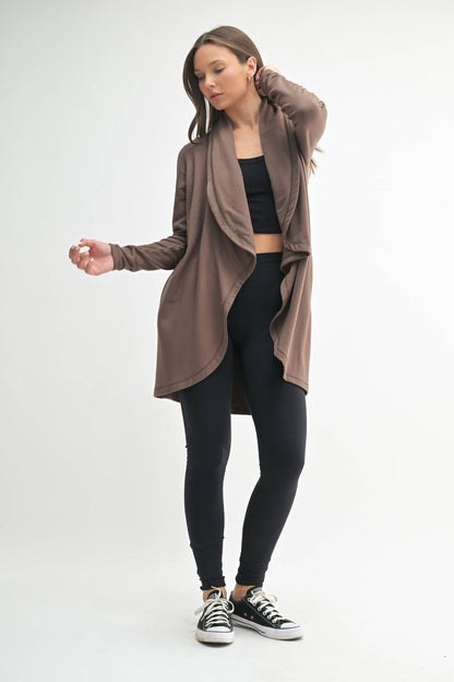 Fleece Lined Flowy Open Cardigan