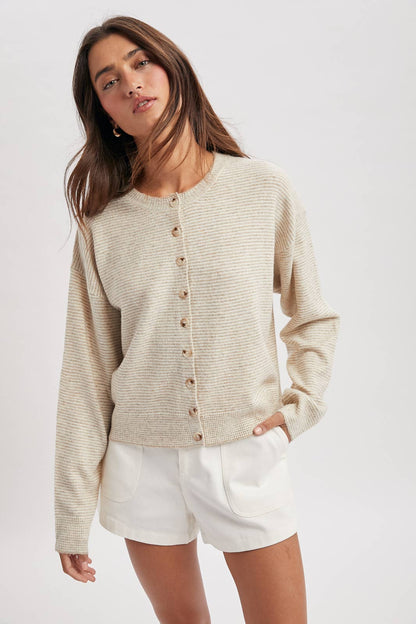Sally Striped Button Up Sweater