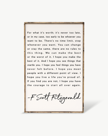 F. Scott Fitzgerald Quote Framed Print – Inspirational Art