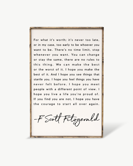 F. Scott Fitzgerald Quote Framed Print – Inspirational Art