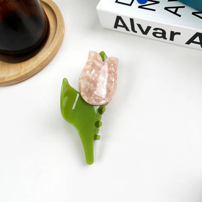 Acetate tulip claw clip flower hair clips