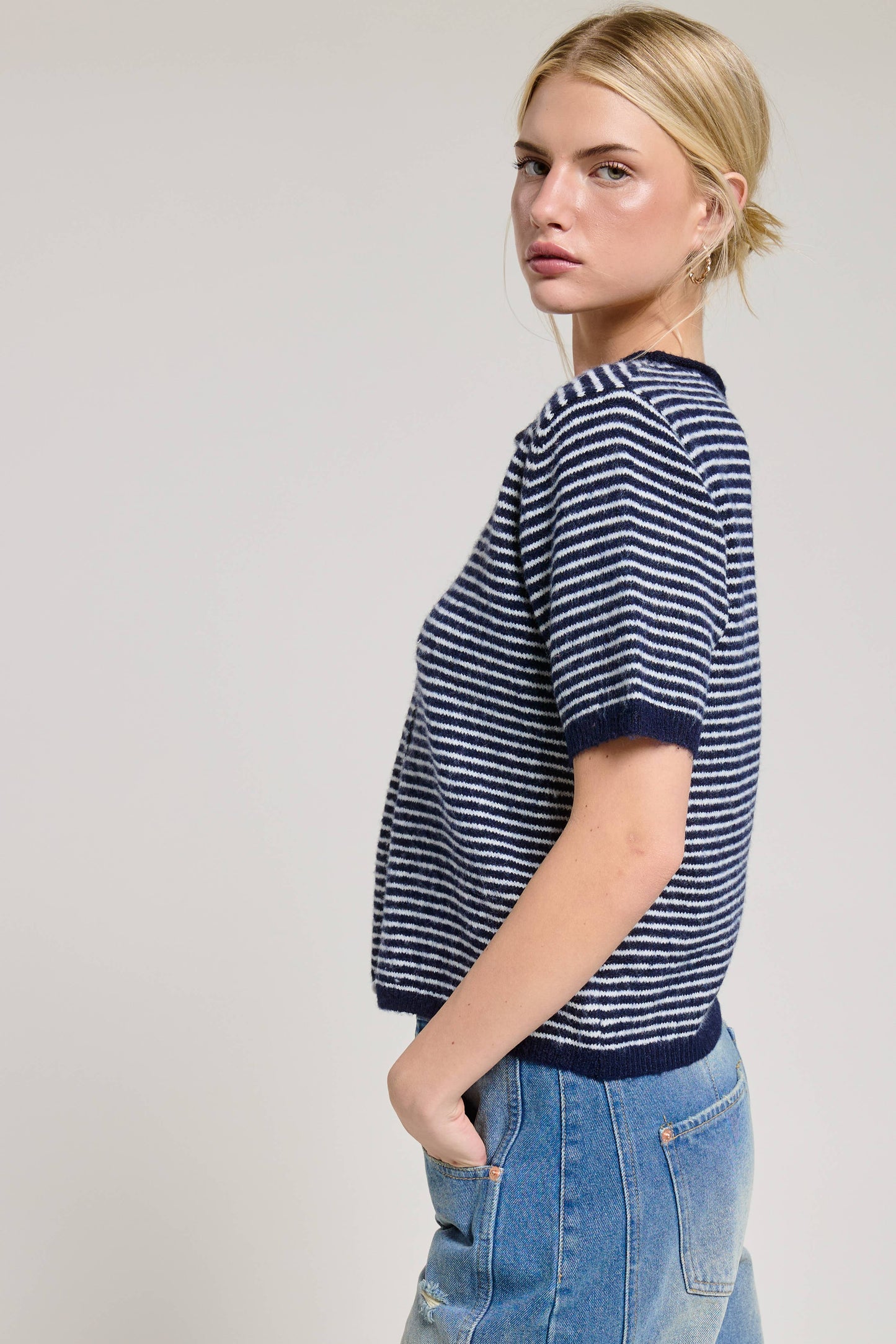 Classic Short Sleeve Button Cardigan