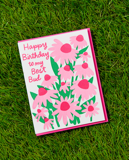 Letterpress Best Bud Bday Card