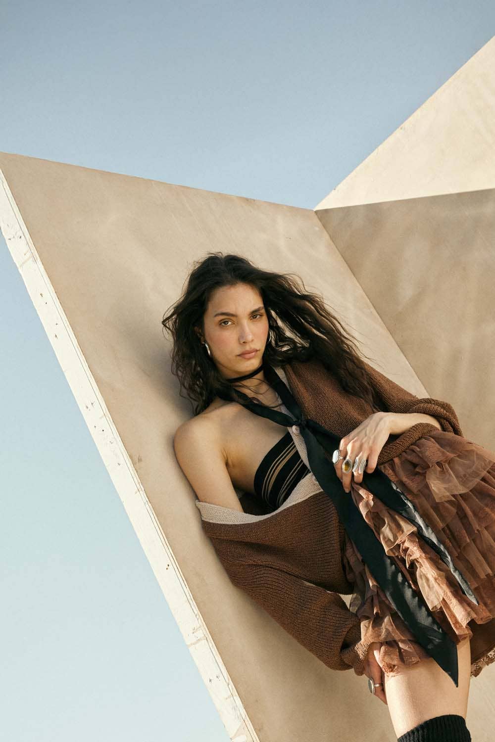 Ribbed Knit Contrast Cardigan Sweater