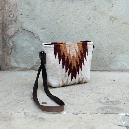 Copal Zapotec Wool Crossbody–Leather Trim