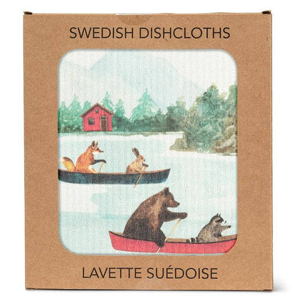 Animals in Canoe Swedish Dishcloth