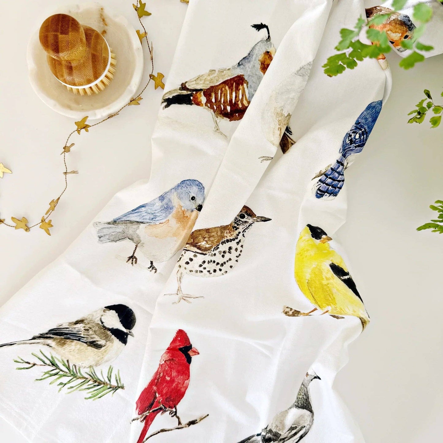 Birds cotton flour sack tea towel