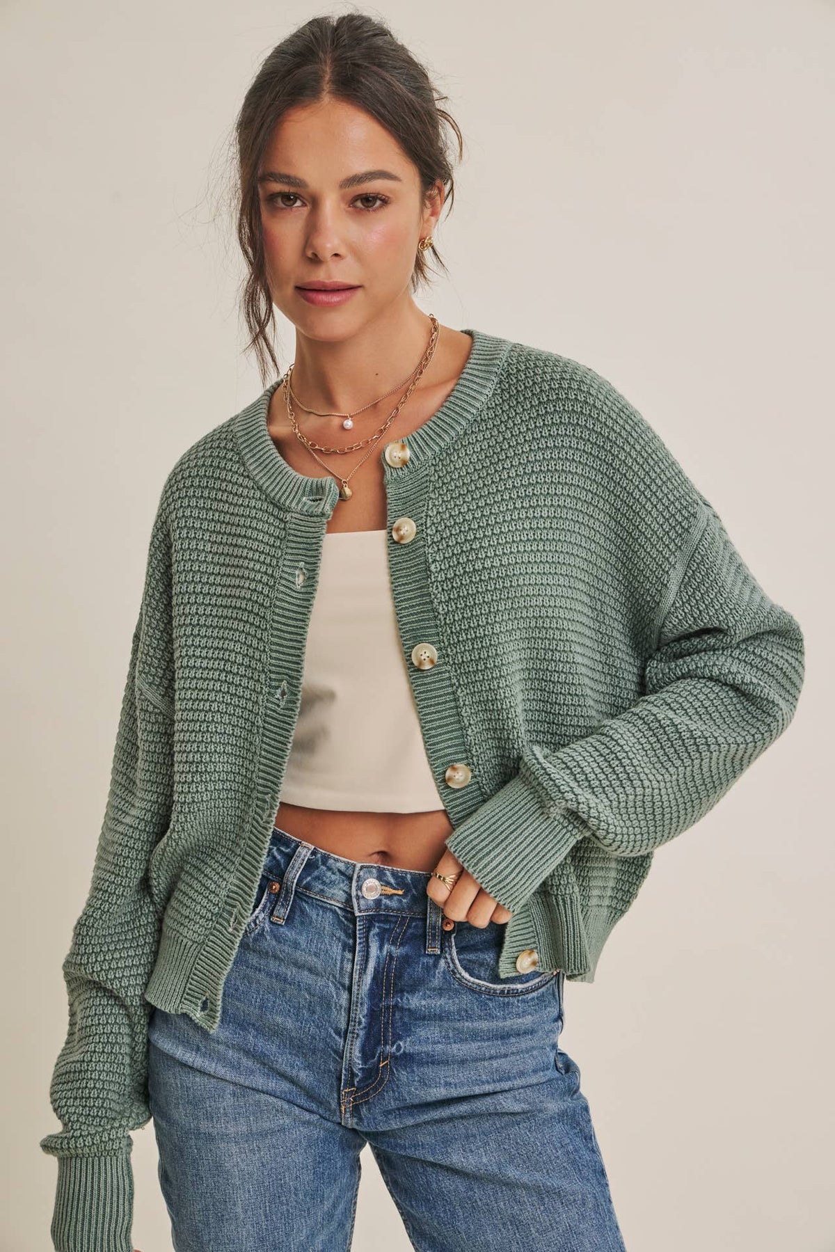 Mineral Waffle Cardigan