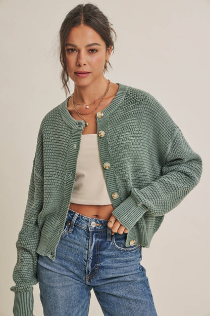 Mineral Waffle Cardigan