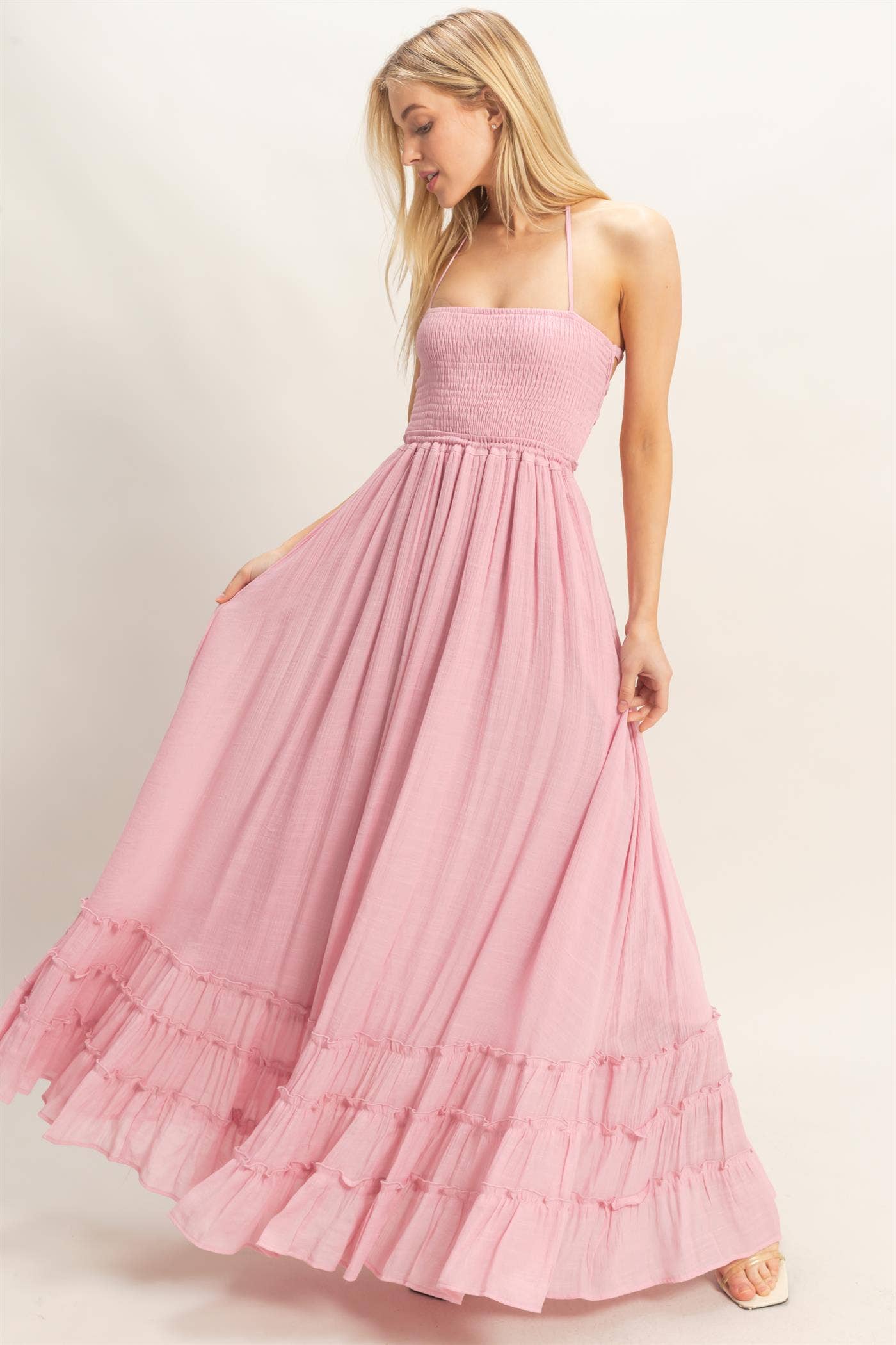 Smocked Halter Maxi Dress