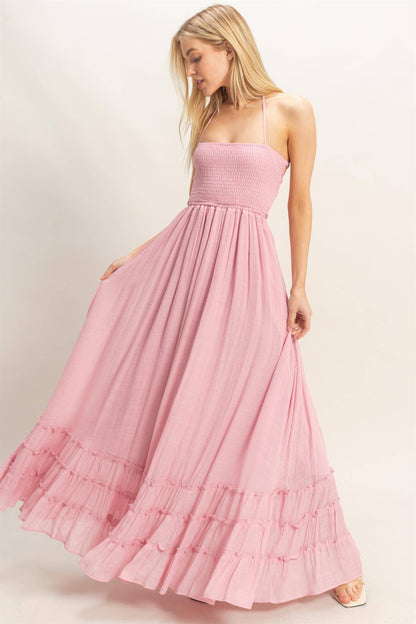 Smocked Halter Maxi Dress