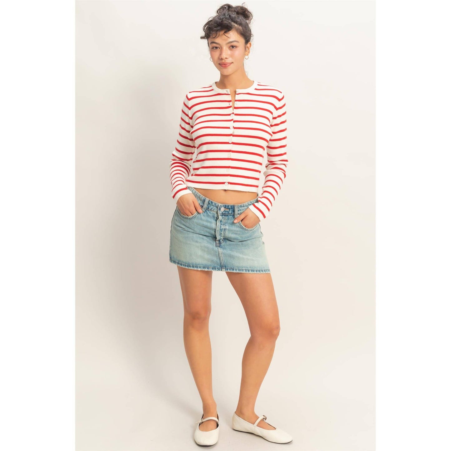 Striped Button-Up Cardigan