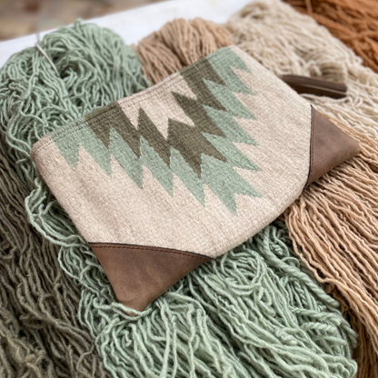 Hoja Nueva Zapotec Wool–Leather Clutch Bag