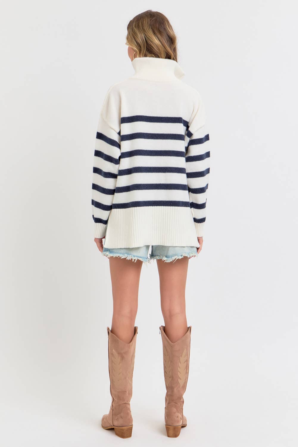 Striped Zip Front Sweater