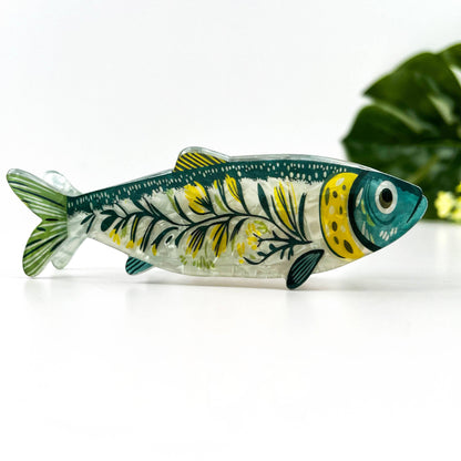 Green Sardine Hair Clip
