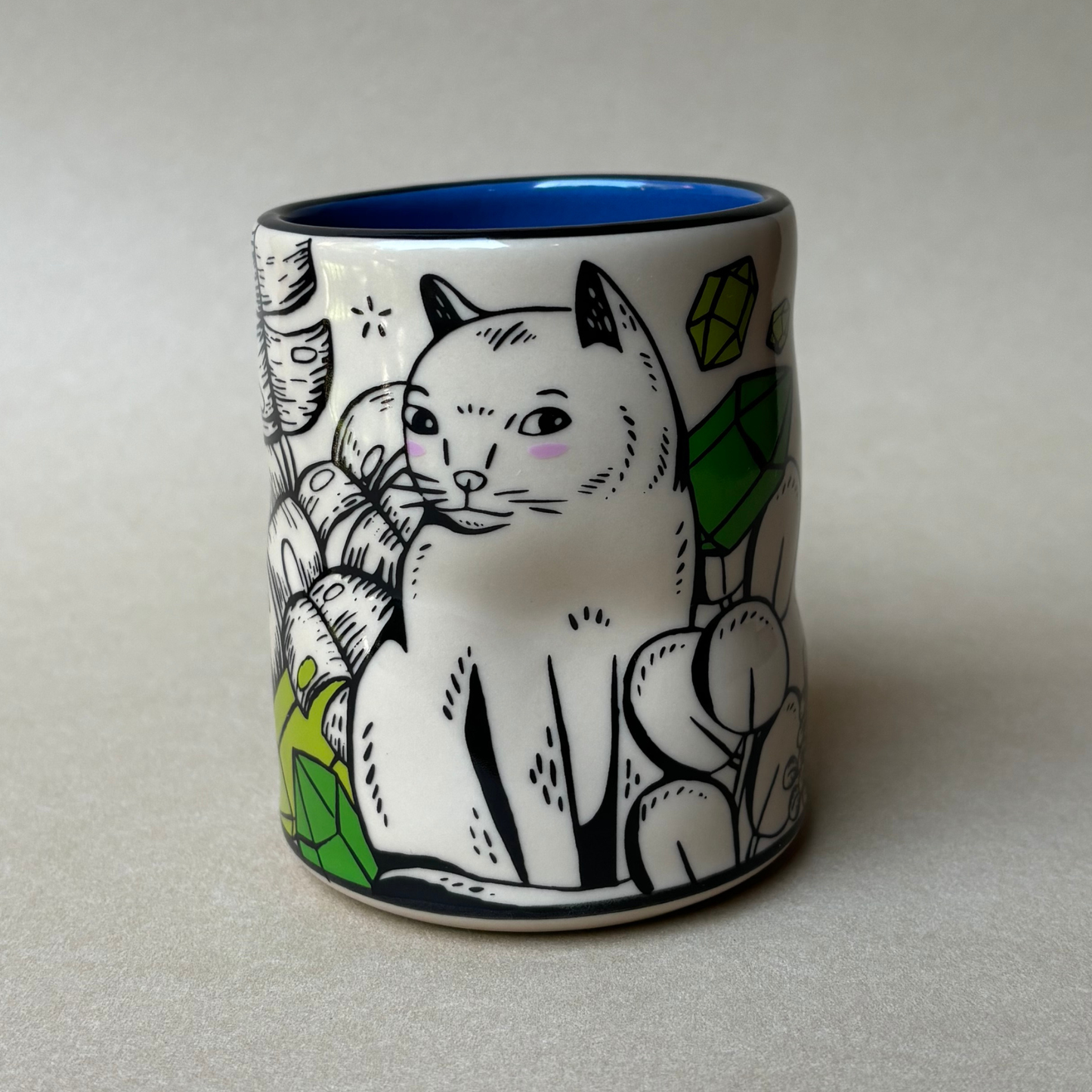 Lucky Cat & Houseplant Mug - Large