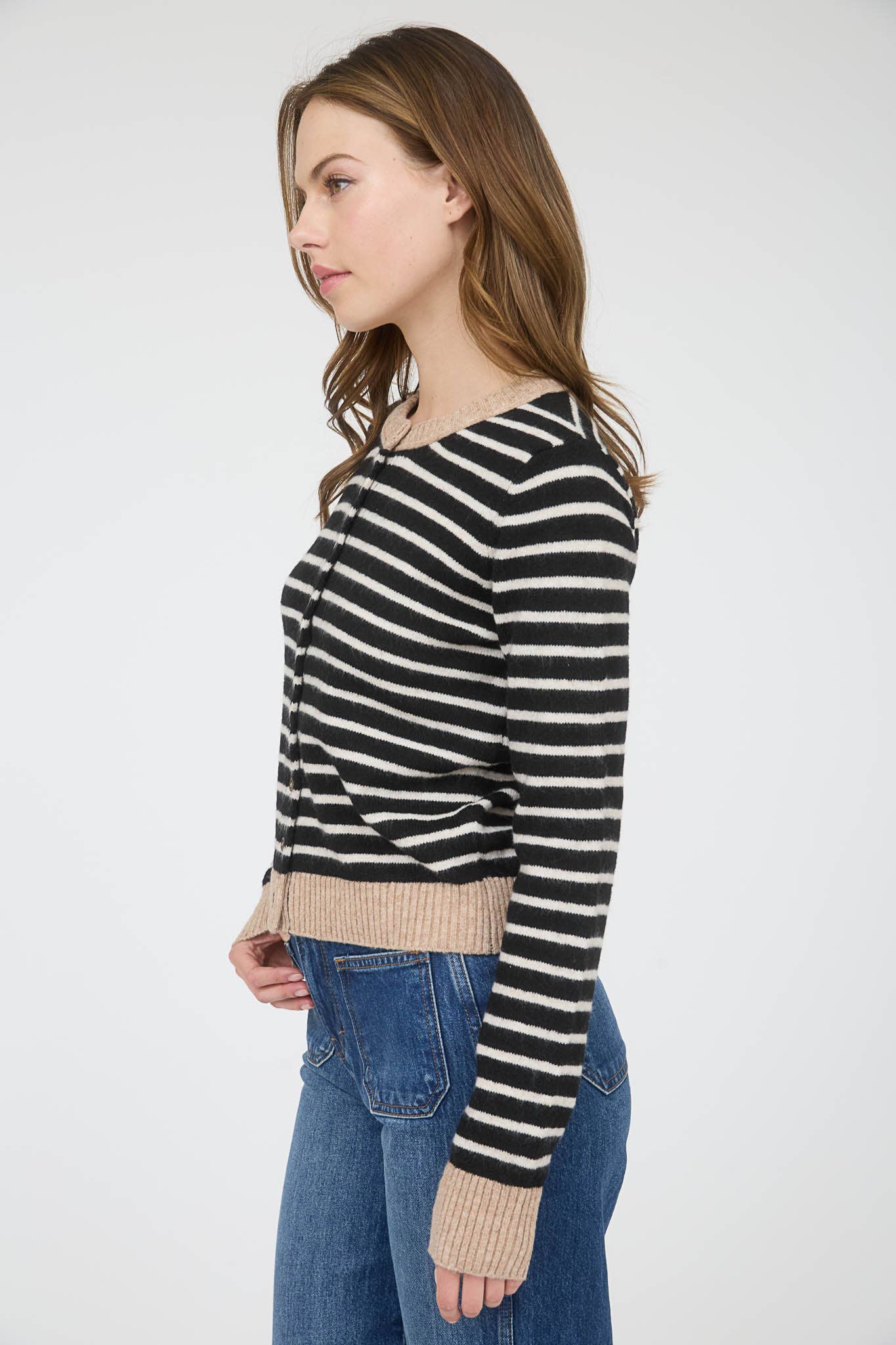 Contrast Striped Cardigan