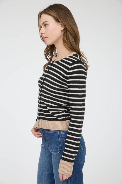 Contrast Striped Cardigan