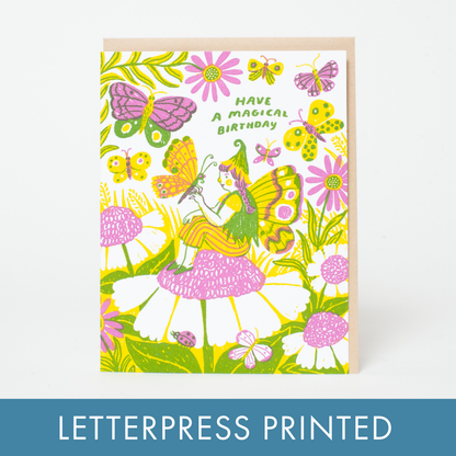Magical Birthday Fairy Letterpress Greeting Card by Phoebe Wahl