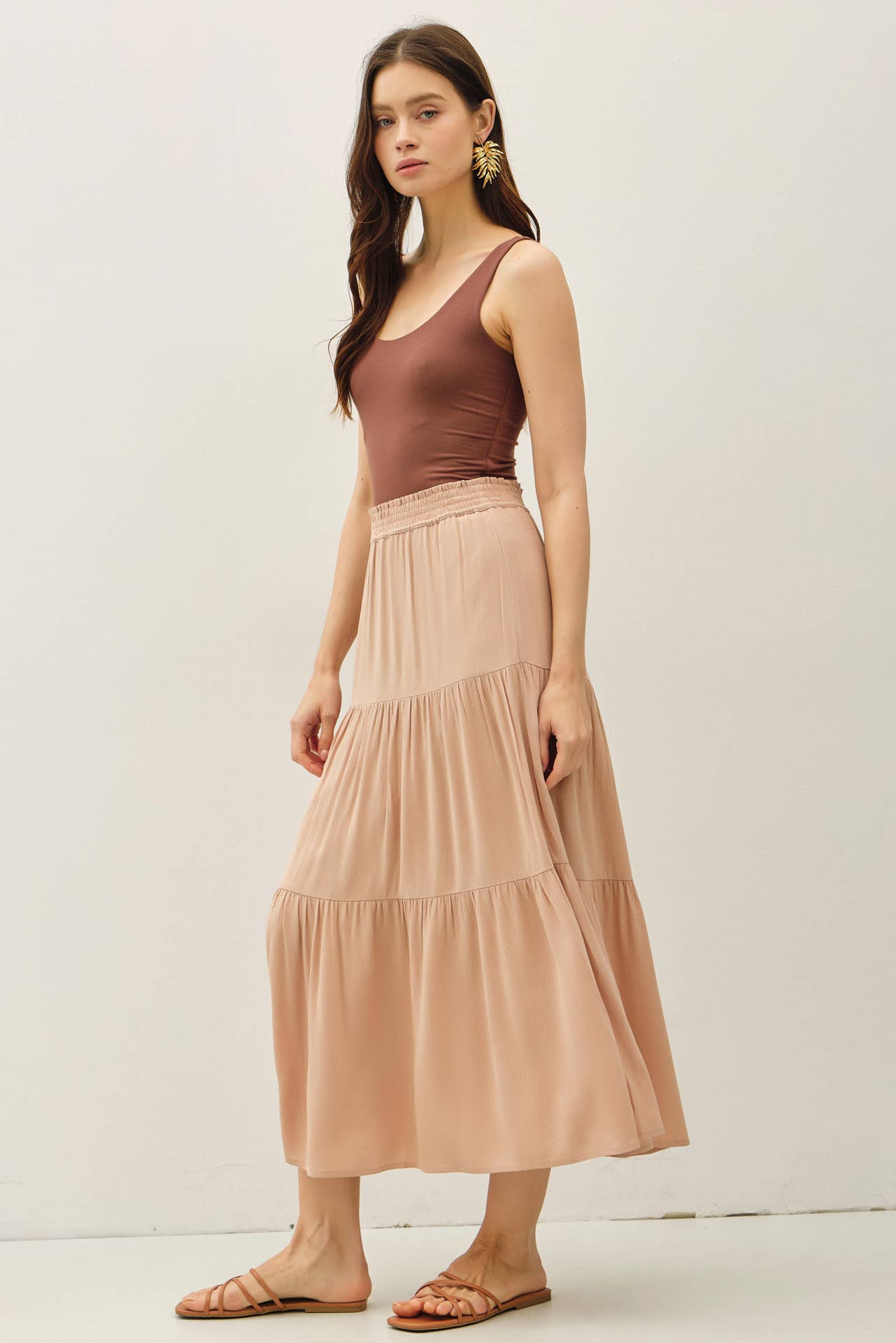 Smocked Waist Tiered Skirt