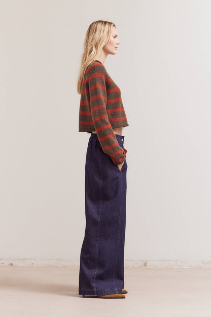 Striped Mock Neck Sweater