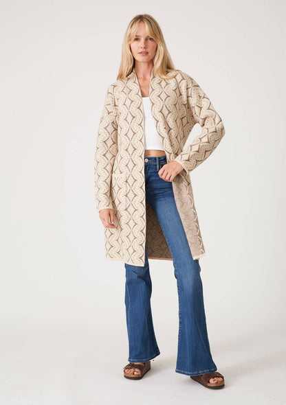 Western Diamond Jacquard Belted Cardigan