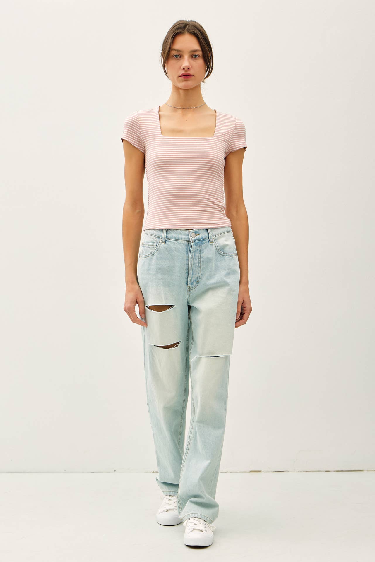 Ultra Soft Striped Square Neck