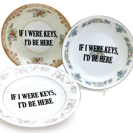 Vintage Upcycled "If I Were Keys" 8 Inch Bowl