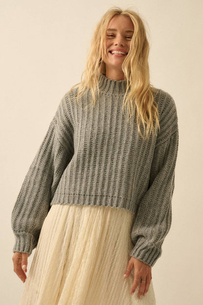 Essential Wide Sleeve Rib Knit Sweater