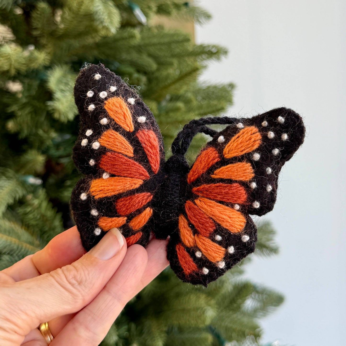 Monarch Butterfly Embroidered Ornament