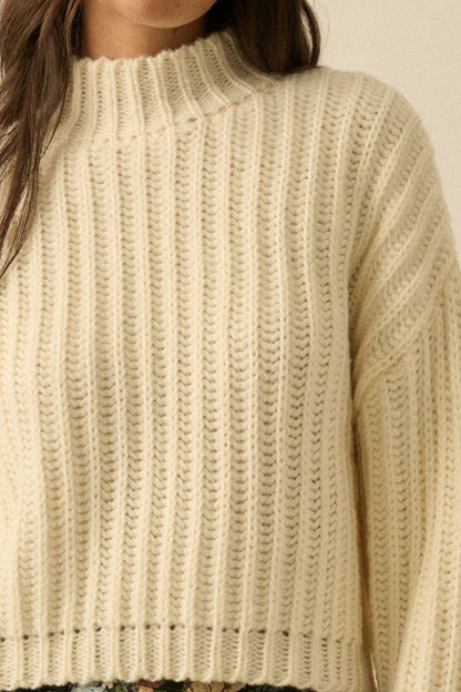 Essential Wide Sleeve Rib Knit Sweater