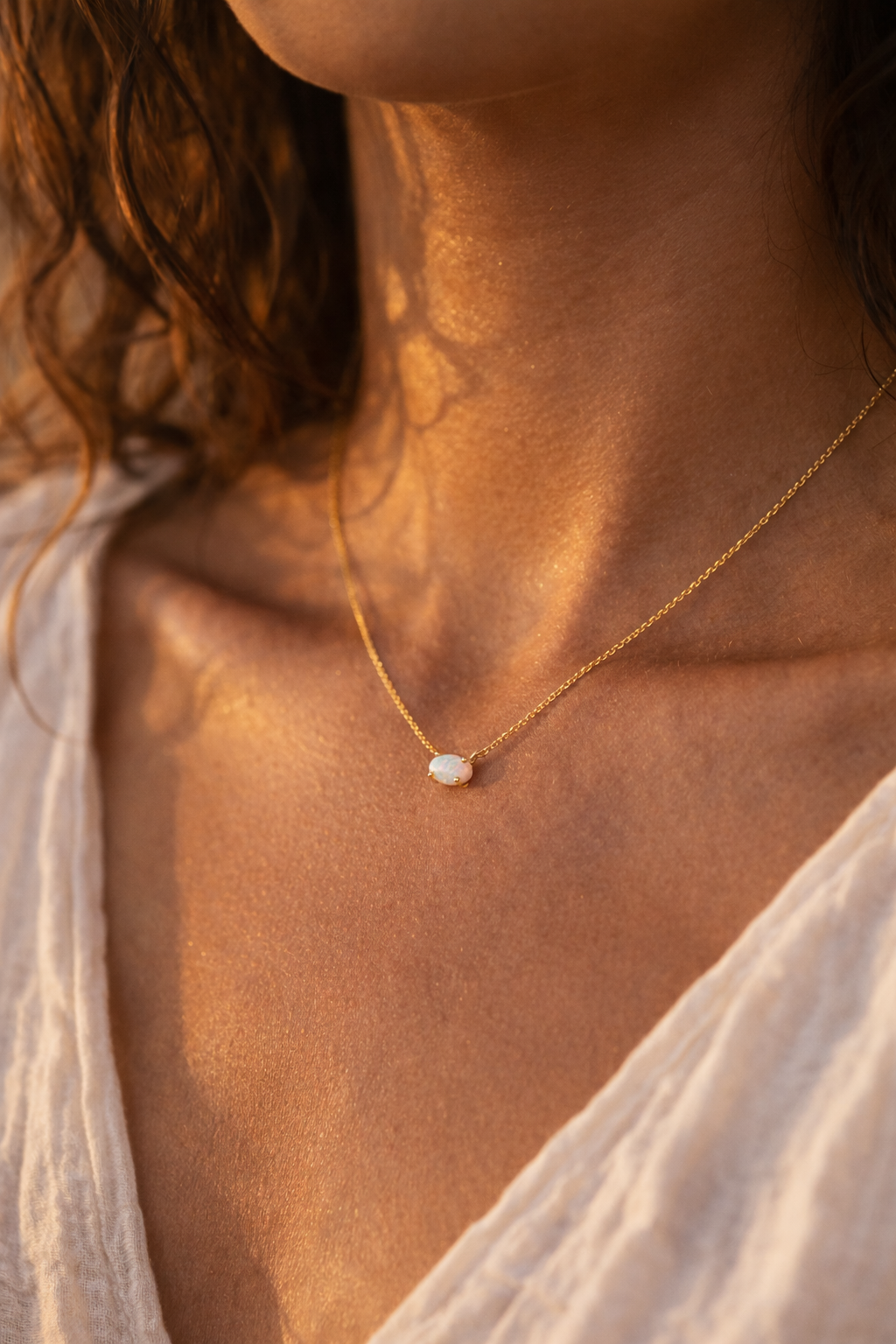 Mini Oval Opal Necklace