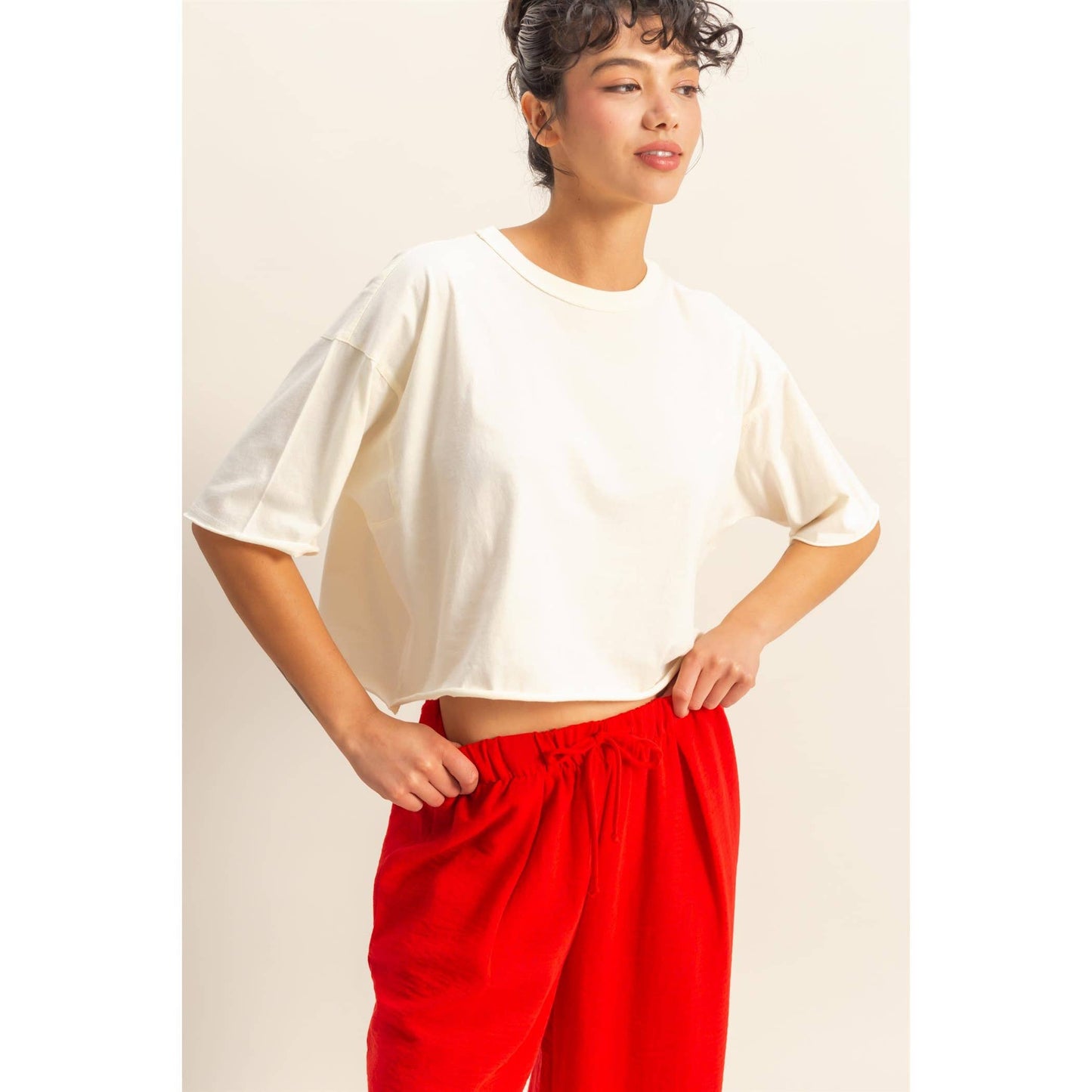 Essential Drop Shoulder Crew Neck Wide Fit Tee