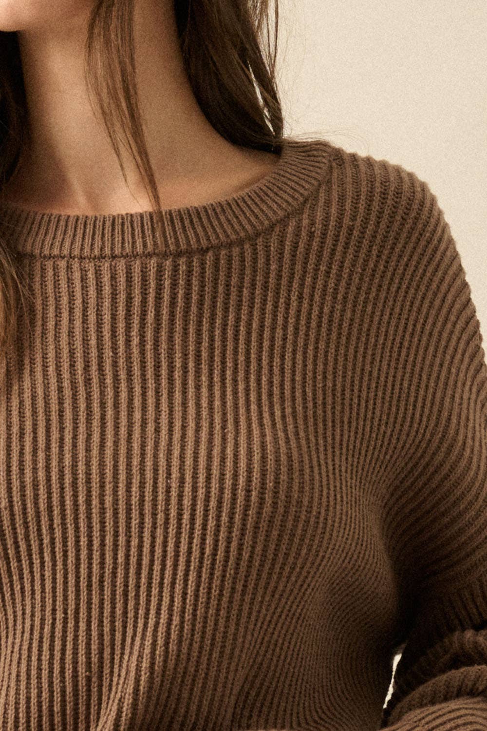 Ribbed Knit Exposed-Seam Sweater