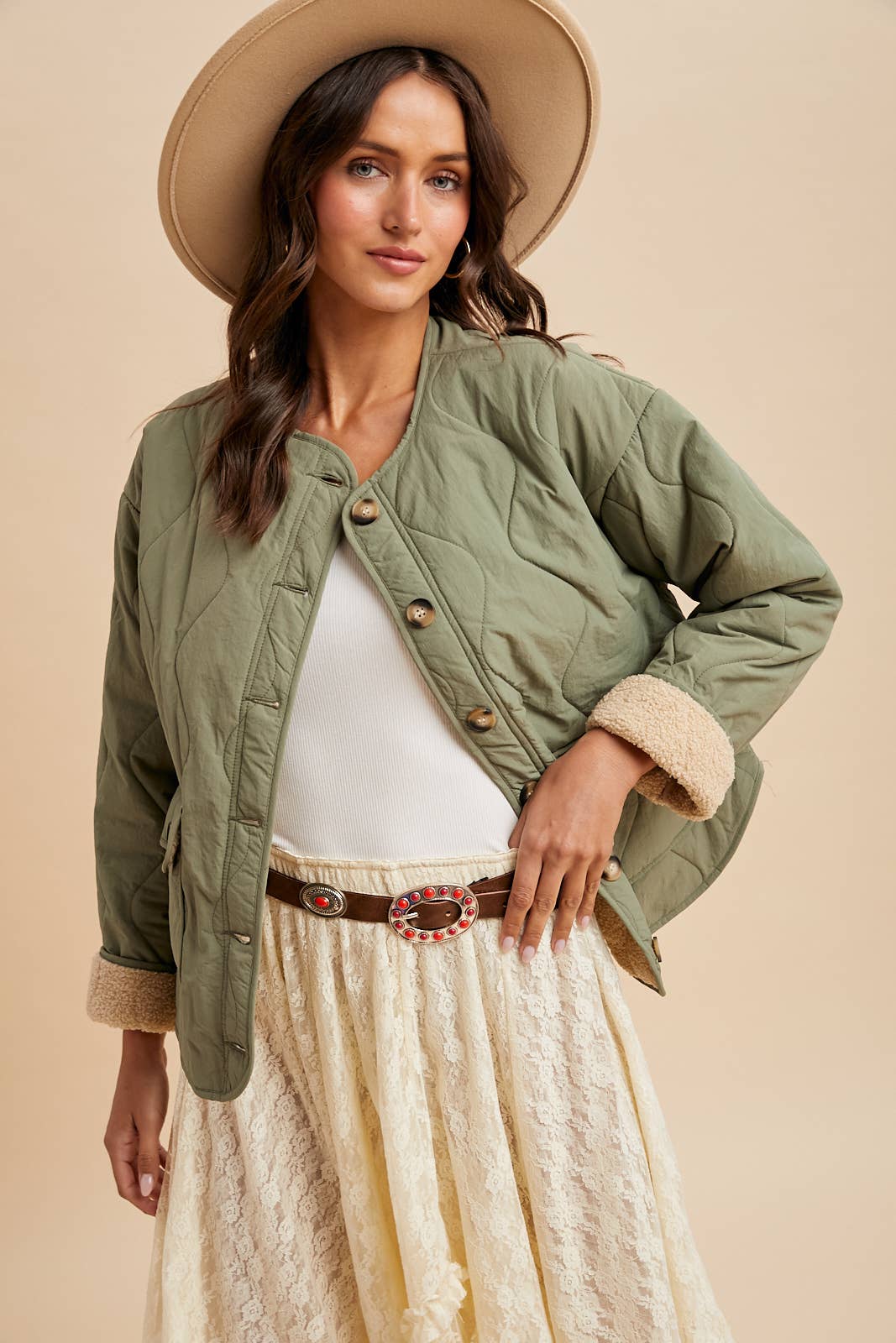 Quilted Sherpa Lined Puffer Jacket