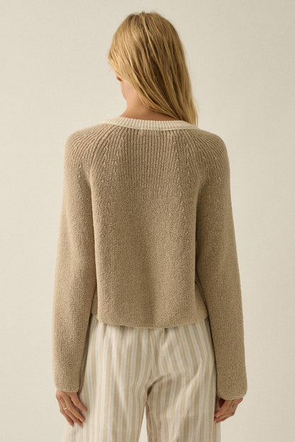 Best Selling Ribbed Knit Contrast Cardi