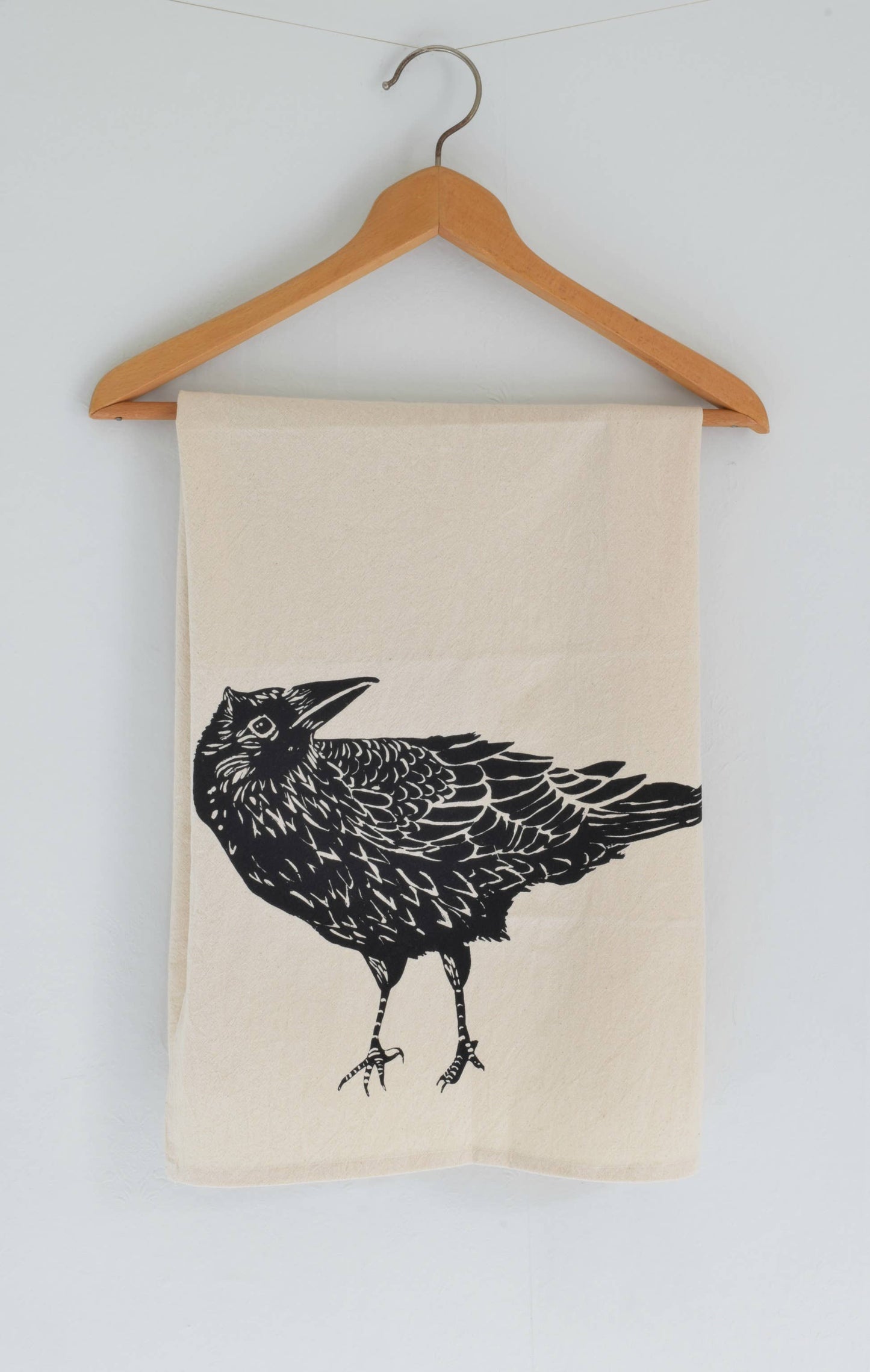 Organic Cotton Crow Tea Towel (Black)