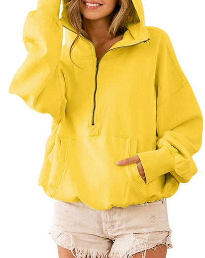 Drawstring Waist Zipped Hoodie w/Pocket