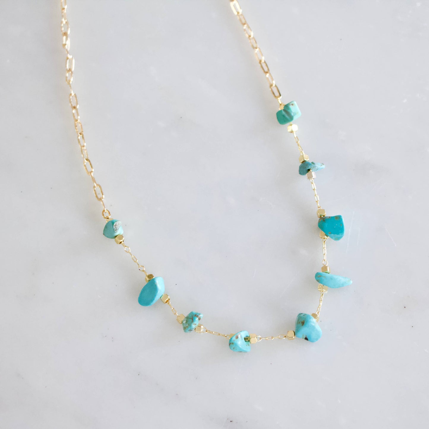 Turquoise Nugget Paperclip Necklace