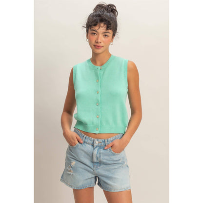 Button Up Sleeveless Cardigan