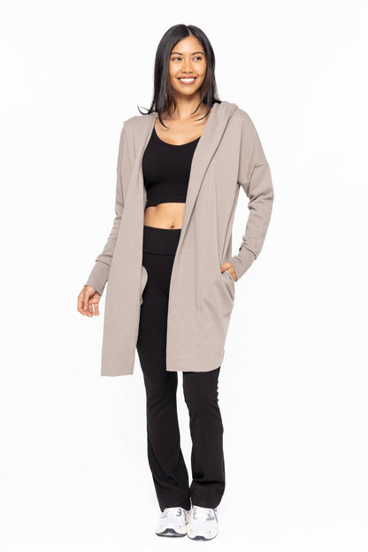 Open Front Longline Hoodie Cardigan