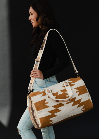 Camel & Cream Aztec Duffel