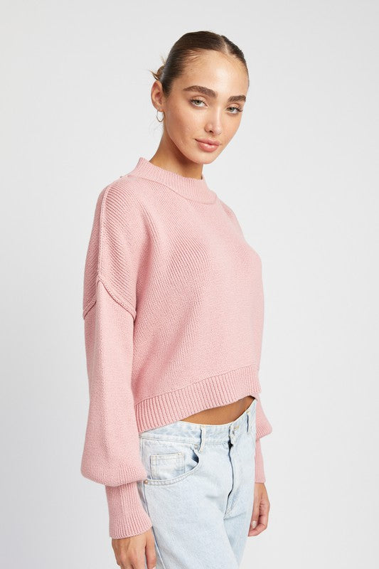 MOCK NECK OVERSIZED SWEATER