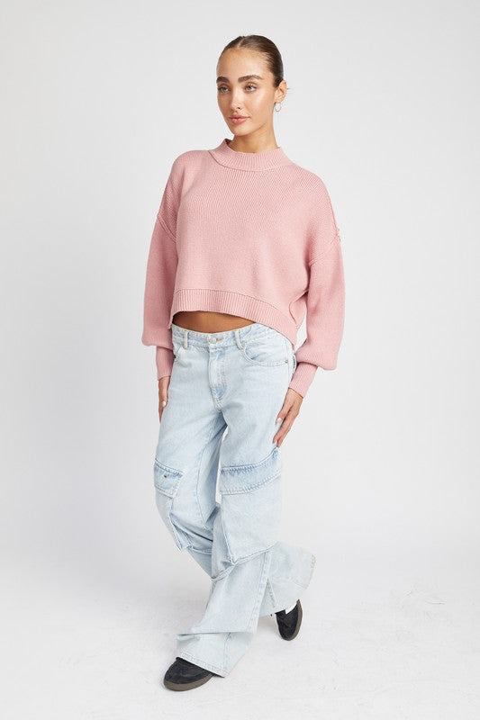 MOCK NECK OVERSIZED SWEATER