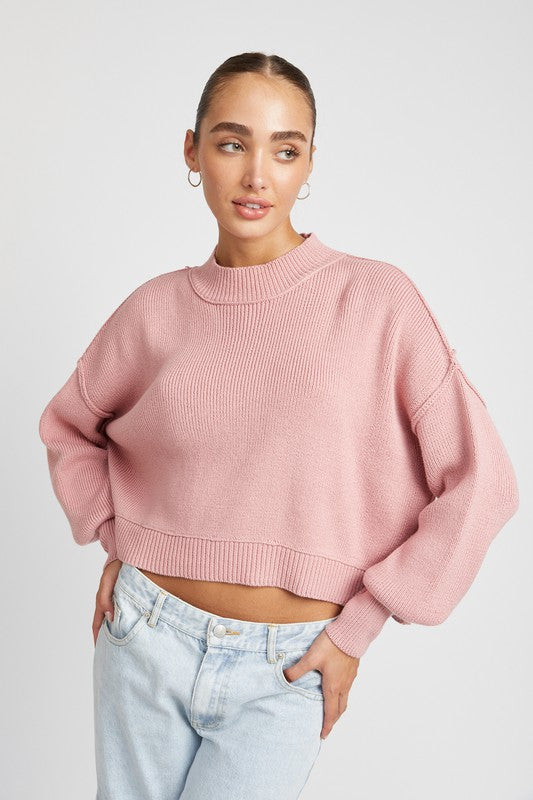 MOCK NECK OVERSIZED SWEATER