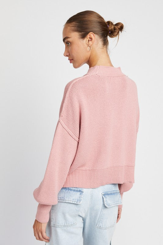 MOCK NECK OVERSIZED SWEATER