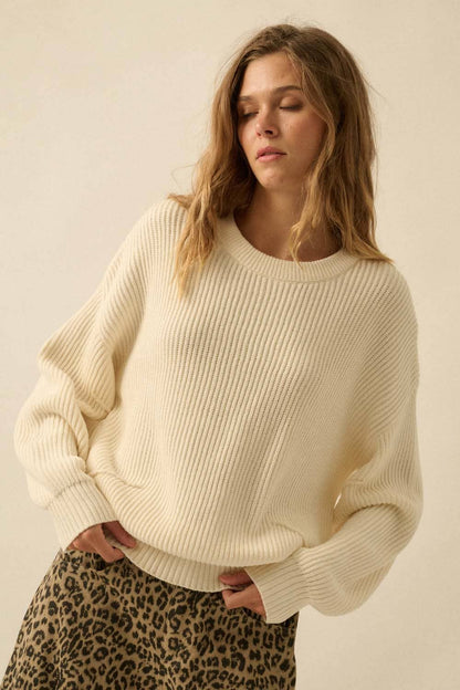 Ribbed Knit Exposed-Seam Sweater