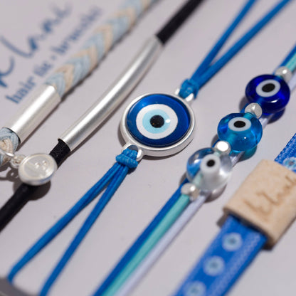 "Resist" Blue Evil Eye Hair Tie Bracelets