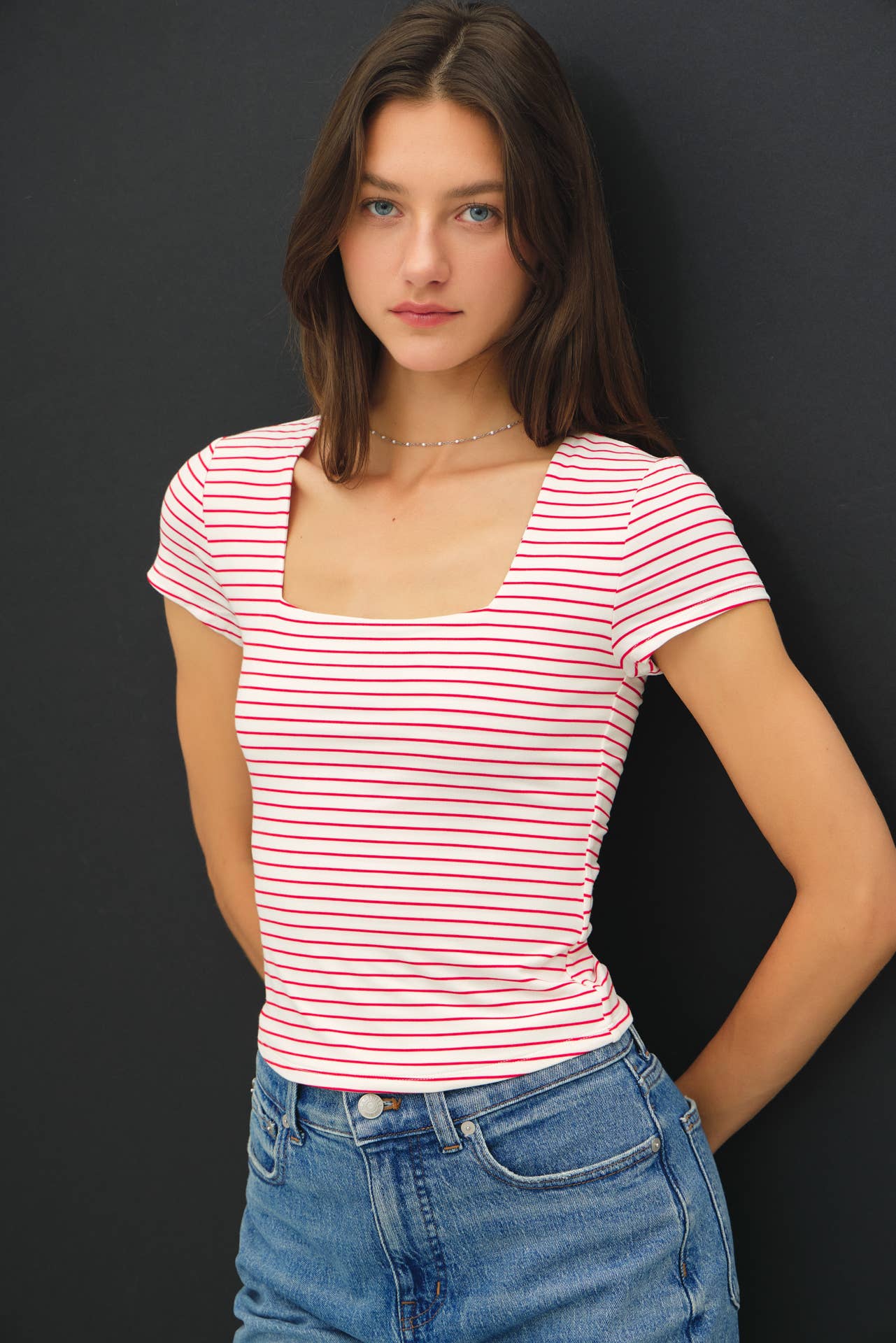 Ultra Soft Striped Square Neck