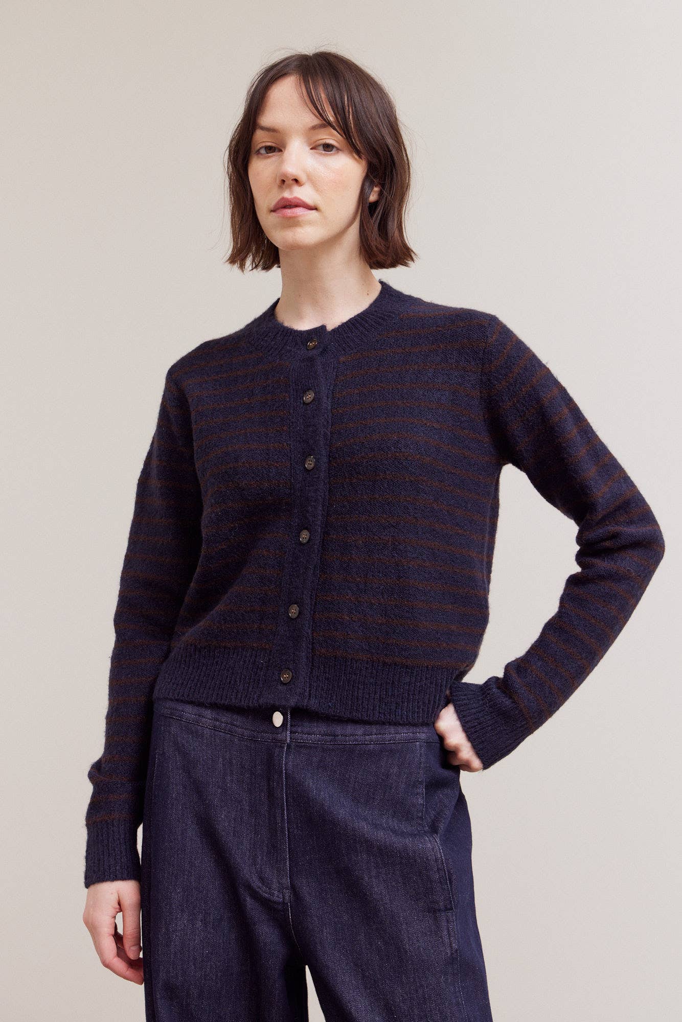 Essential Striped Button Up Cardi